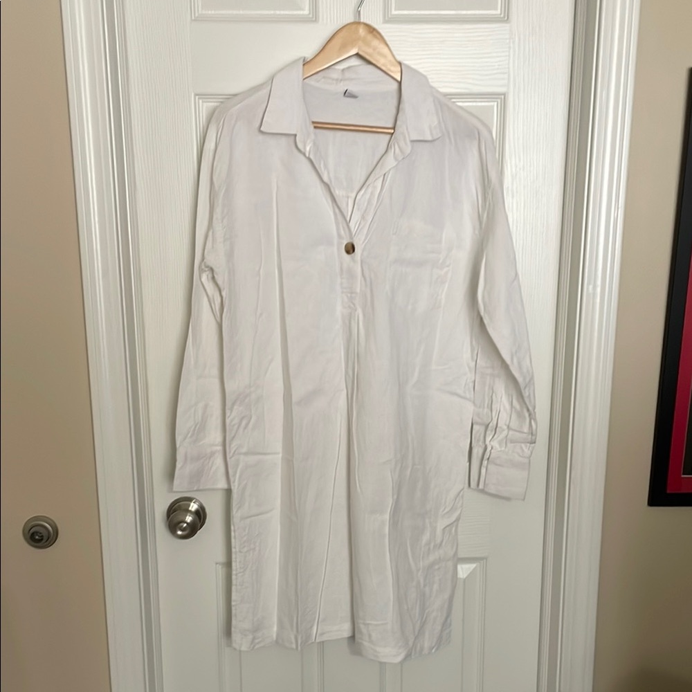 Old Navy White Linen Shirtdress